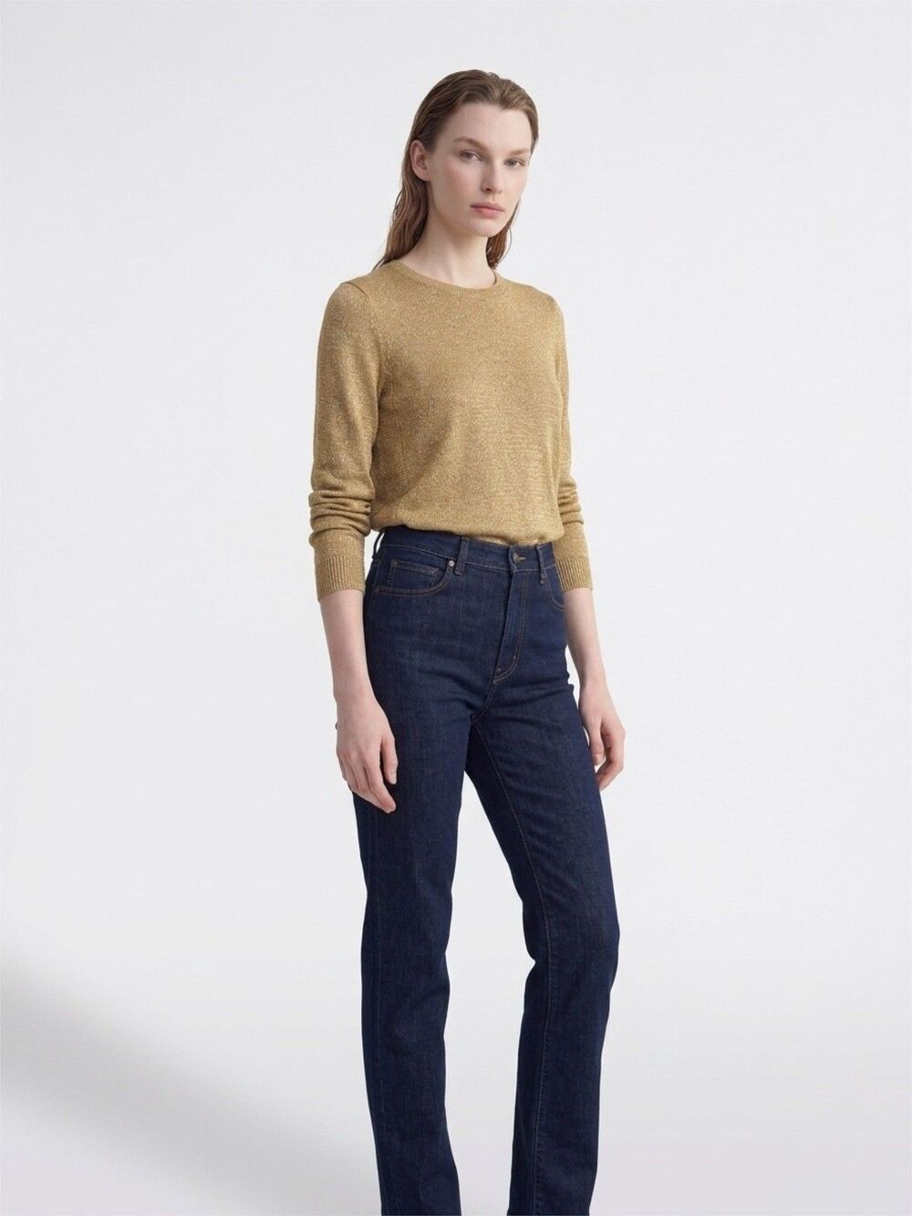 Lauren Ralph Lauren Womens Long Sleeve Gold Metallic Sweater NWT$152 Small